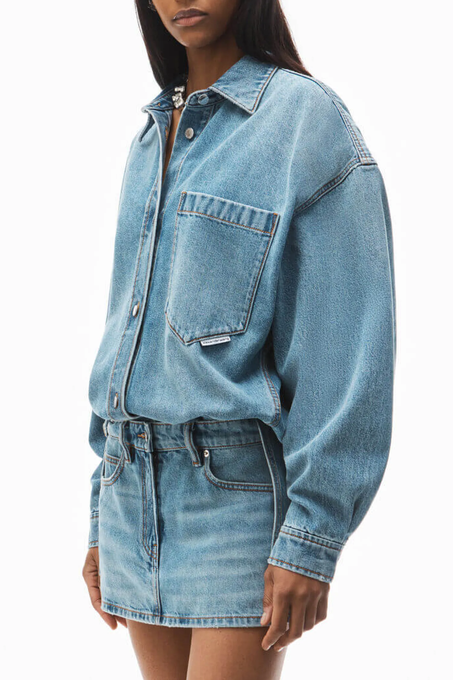 New ALEXANDER WANG LONG SLEEVE PRESTYLE MINI SHIRT DRESS