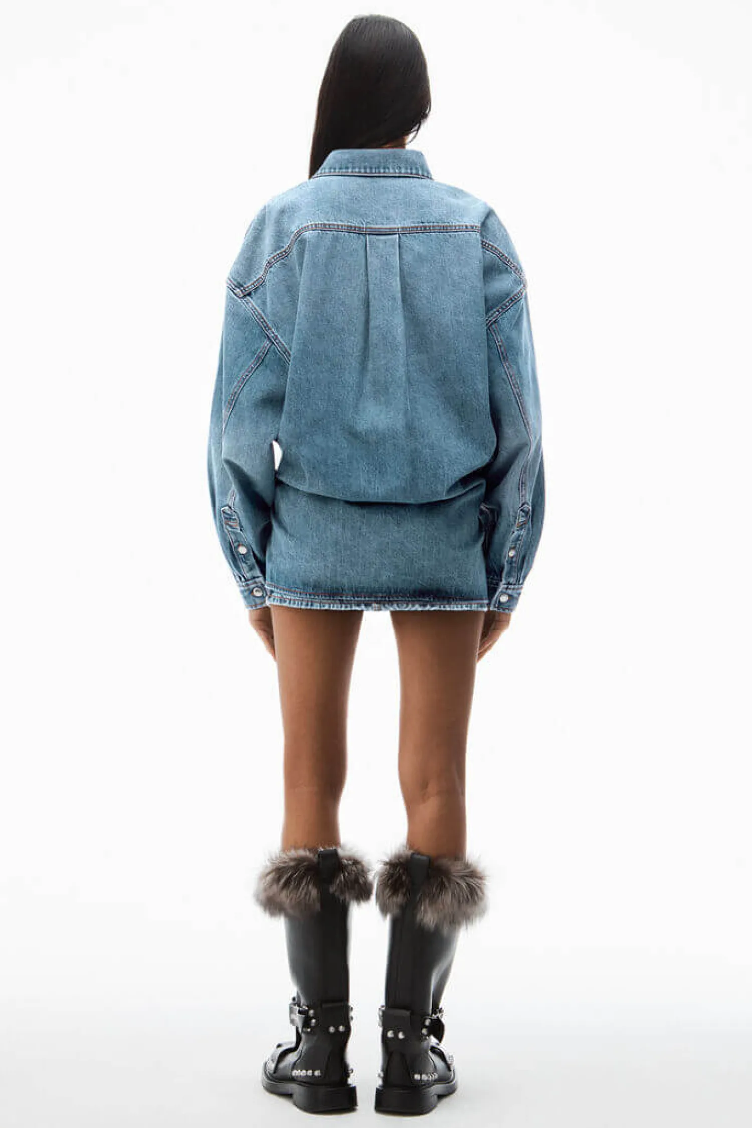 New ALEXANDER WANG LONG SLEEVE PRESTYLE MINI SHIRT DRESS