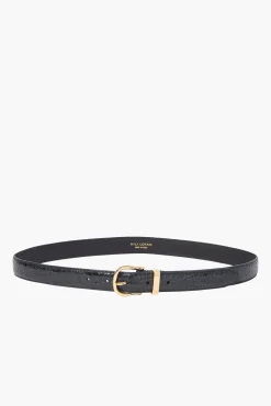 Cheap NILI LOTAN LOUISE BELT CROC BlackW/ShinyBrassBuckle