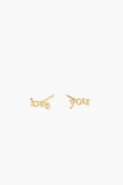 Cheap ANNA ROSSI LOVE YOU STUDS Gold