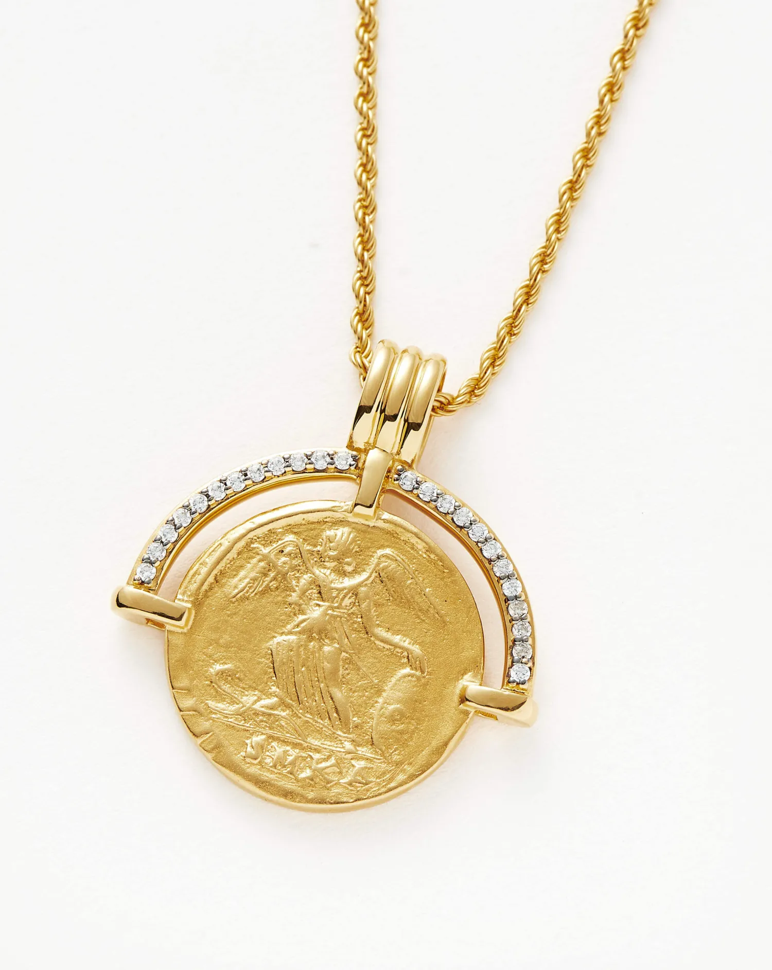 Fashion MISSOMA LUCY WILLIAMS ENGRAVABLE FORTUNA ARC COIN PENDANT NECKLACE