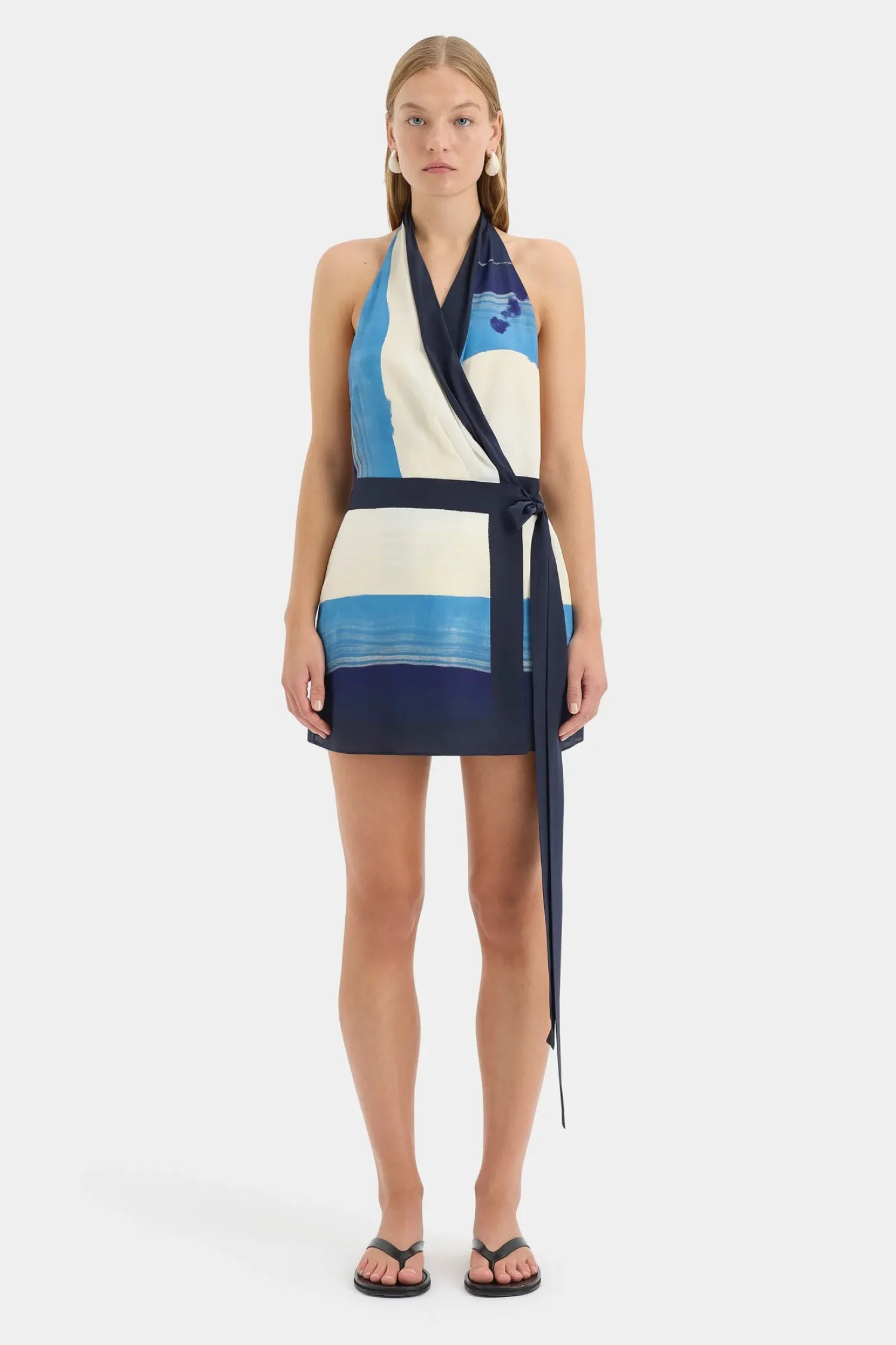 Clearance SIR MARINER WRAP HALTER MINI DRESS