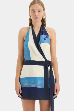 Clearance SIR MARINER WRAP HALTER MINI DRESS