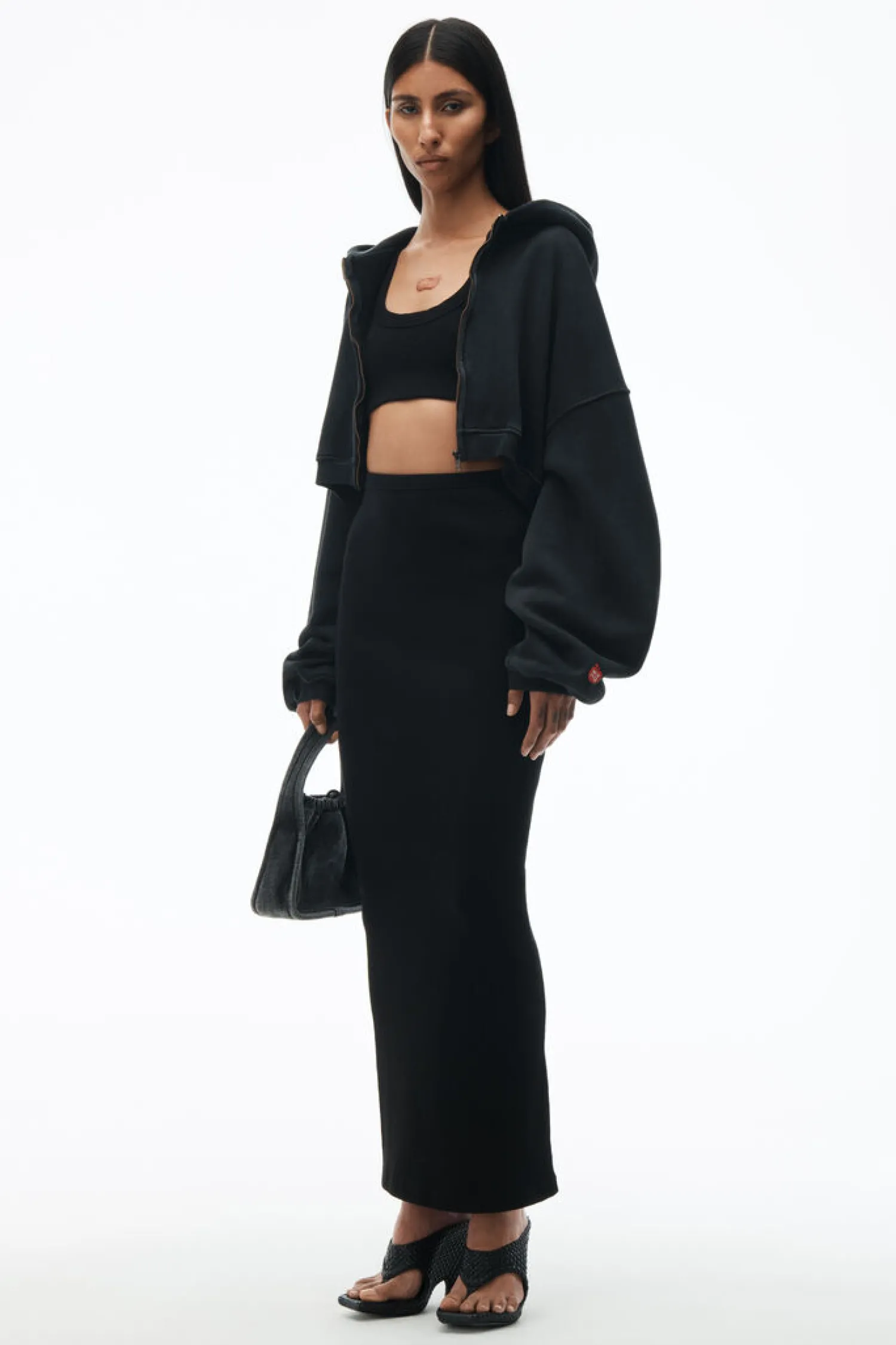 Fashion ALEXANDERWANG.T MAXI SKIRT WITH EMBOSSED LOGO