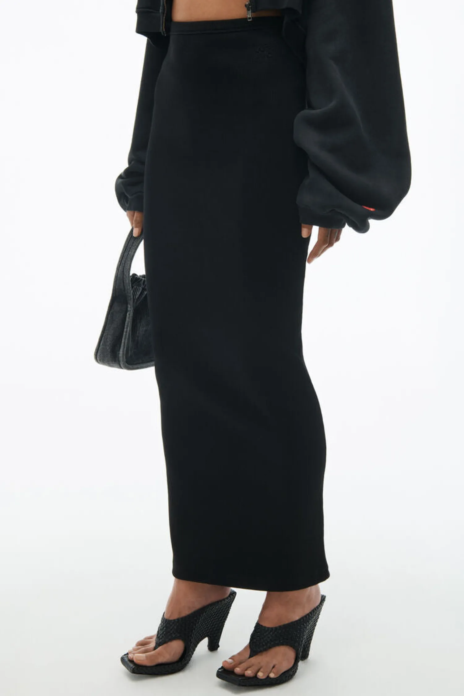 Fashion ALEXANDERWANG.T MAXI SKIRT WITH EMBOSSED LOGO