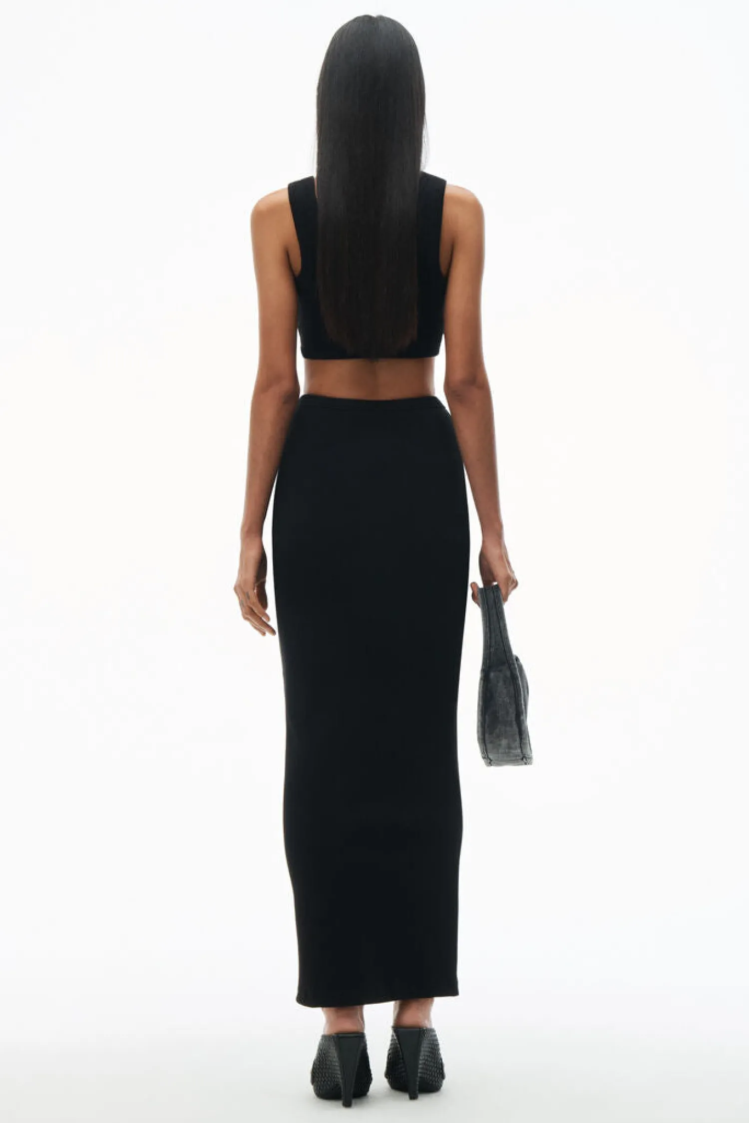 Fashion ALEXANDERWANG.T MAXI SKIRT WITH EMBOSSED LOGO
