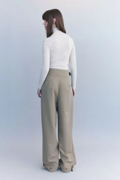 Clearance COURTNEY ZHENG MERLE HIGH NECK MERINO TOP Ivory