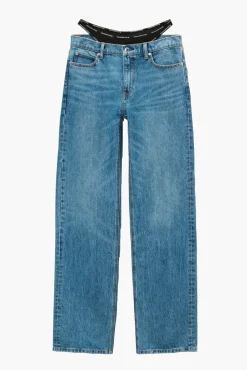 Fashion ALEXANDER WANG MID RISE RELAXED JEAN PRESTYLE LOGO ELASTIC BIKINI