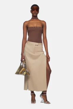 Shop THE ATTICO MIDI SKIRT Beige