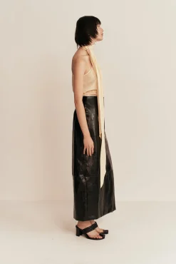 Online ESSE MILOS SPLIT MIDI SKIRT Crema