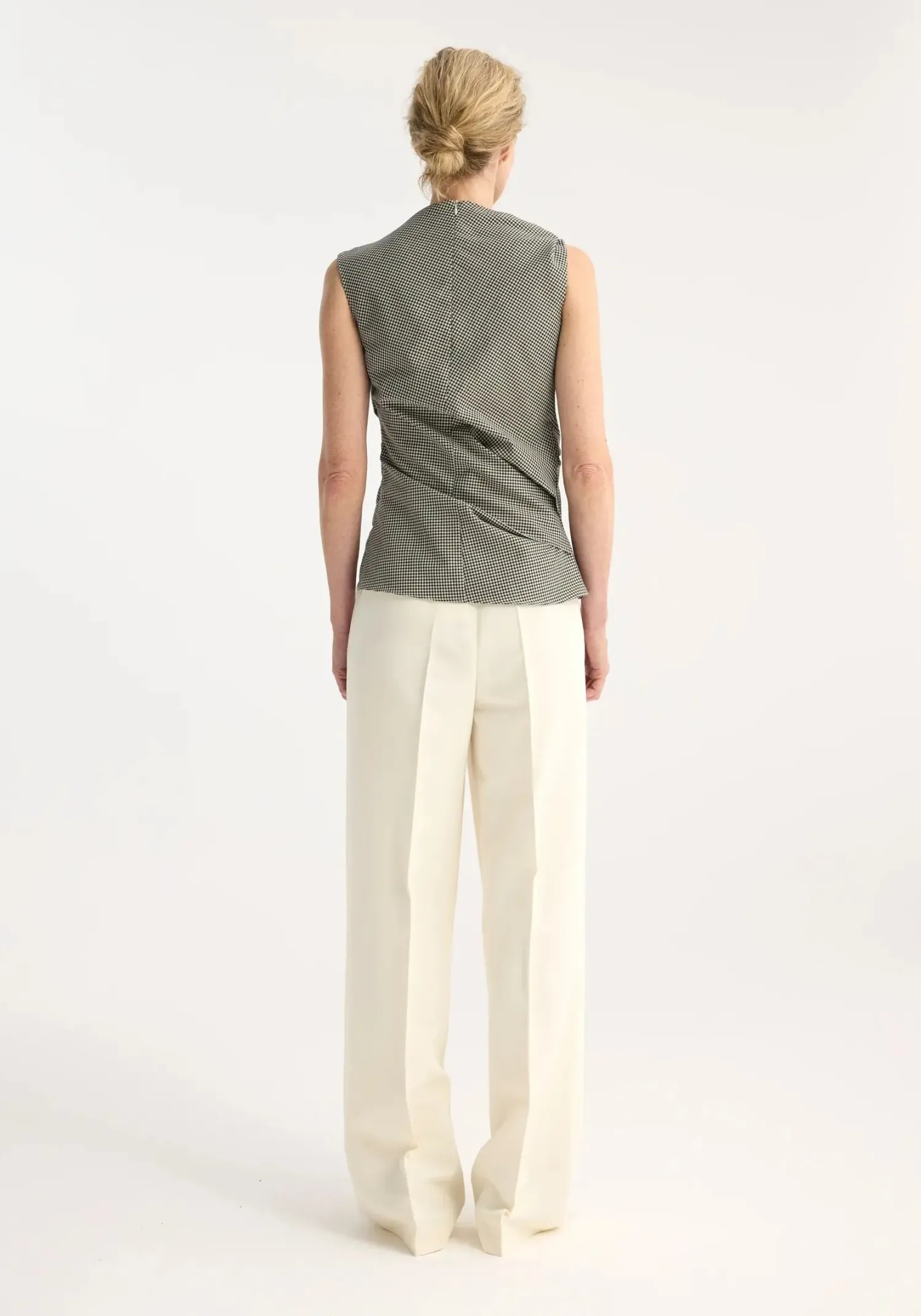 Shop RÓHE MINI CHECK TOP WITH COWL NECK