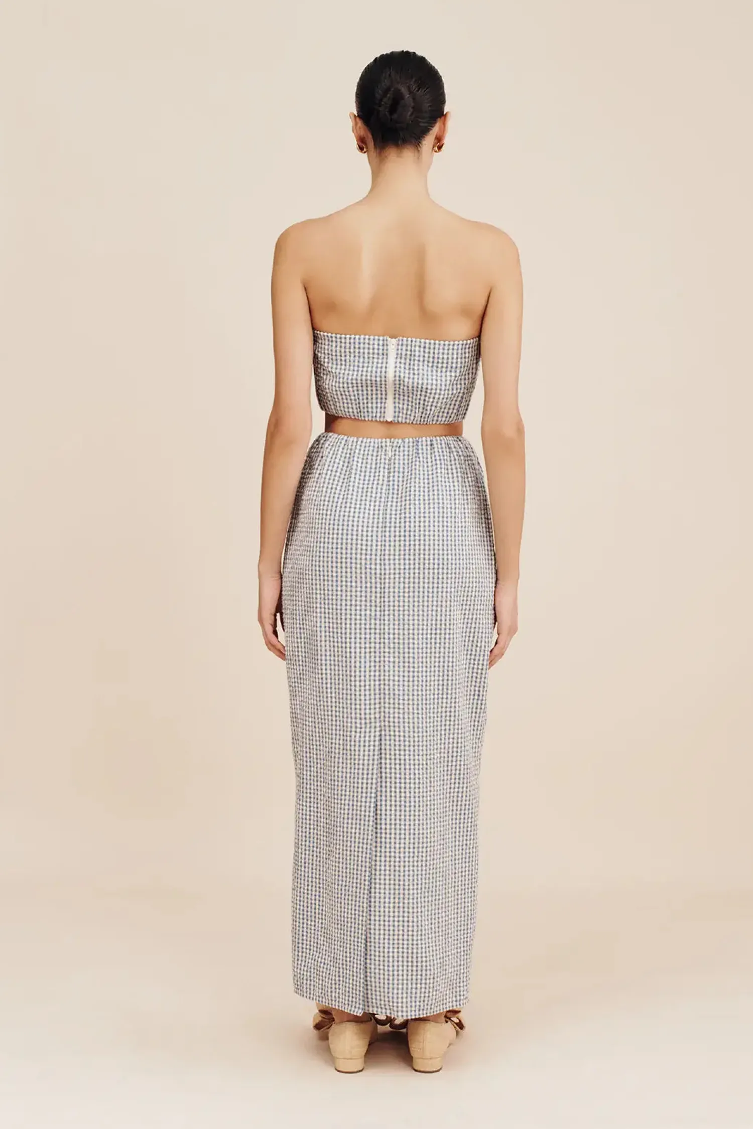 New POSSE MIRA SKIRT GinghamBlue&Cream