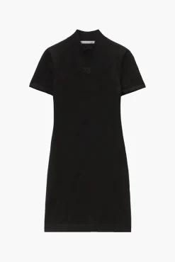 Sale ALEXANDERWANG.T MOCK NECK TEE DRESS WITH EMBOSSED LOGO Black