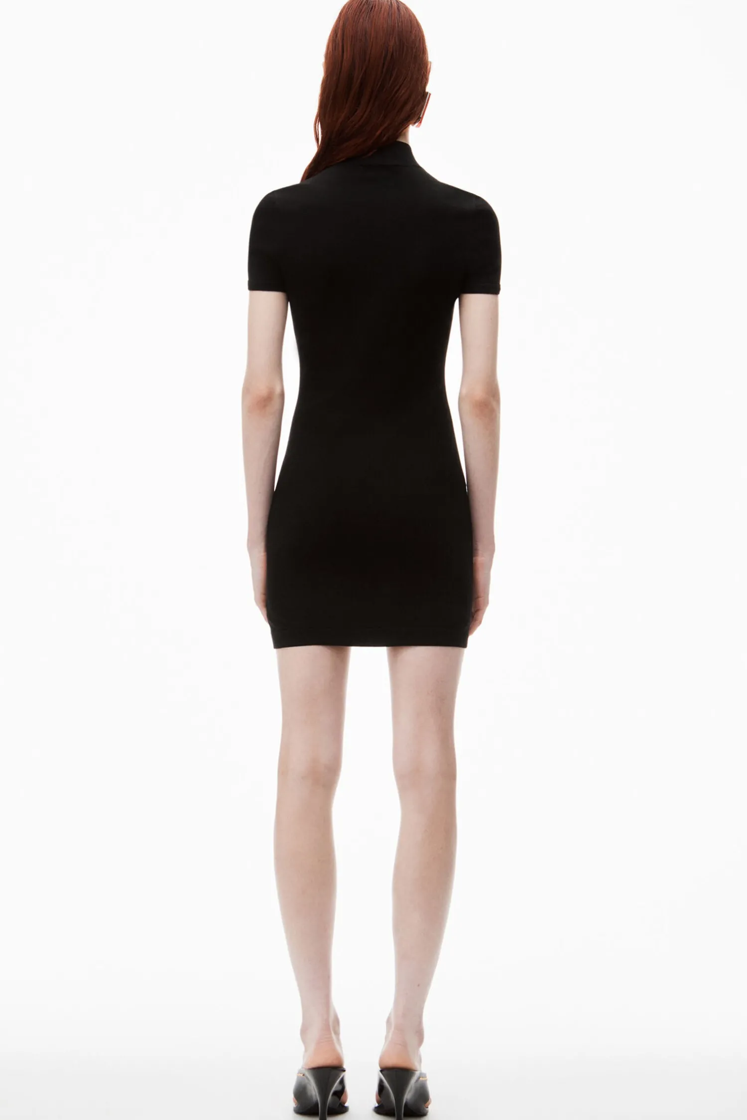 Sale ALEXANDERWANG.T MOCK NECK TEE DRESS WITH EMBOSSED LOGO Black