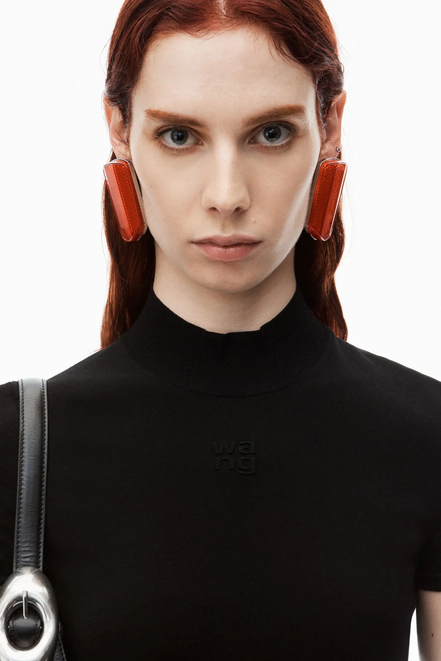 Sale ALEXANDERWANG.T MOCK NECK TEE DRESS WITH EMBOSSED LOGO Black