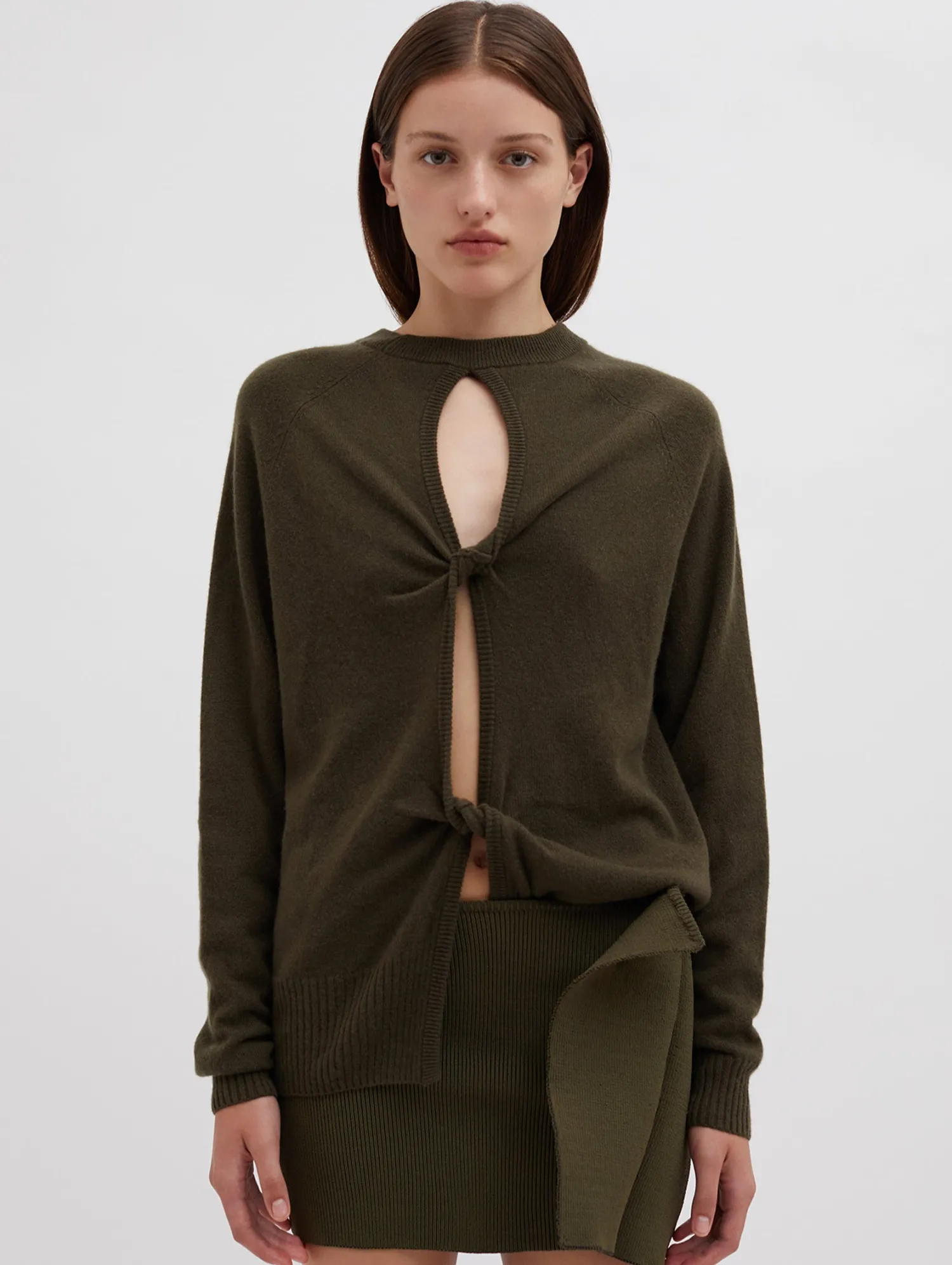 Store CHRISTOPHER ESBER MONUMENT OPEN TWIST SWEATER Khaki