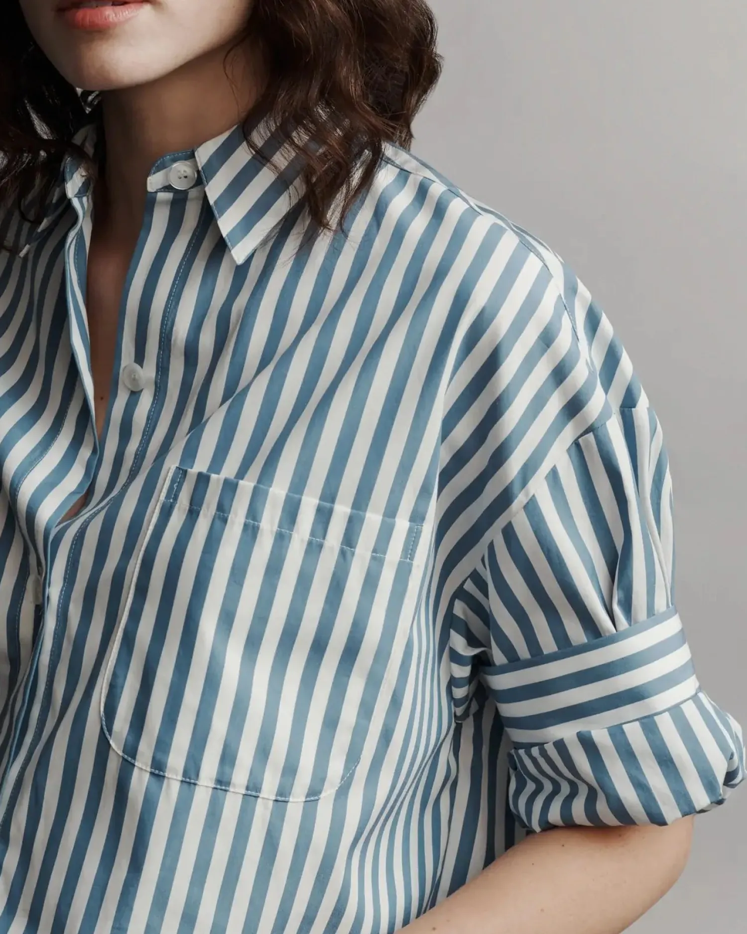 Store TWP NEXT EX SHIRT IN SUPERFINE COTTON White/VintageDenim