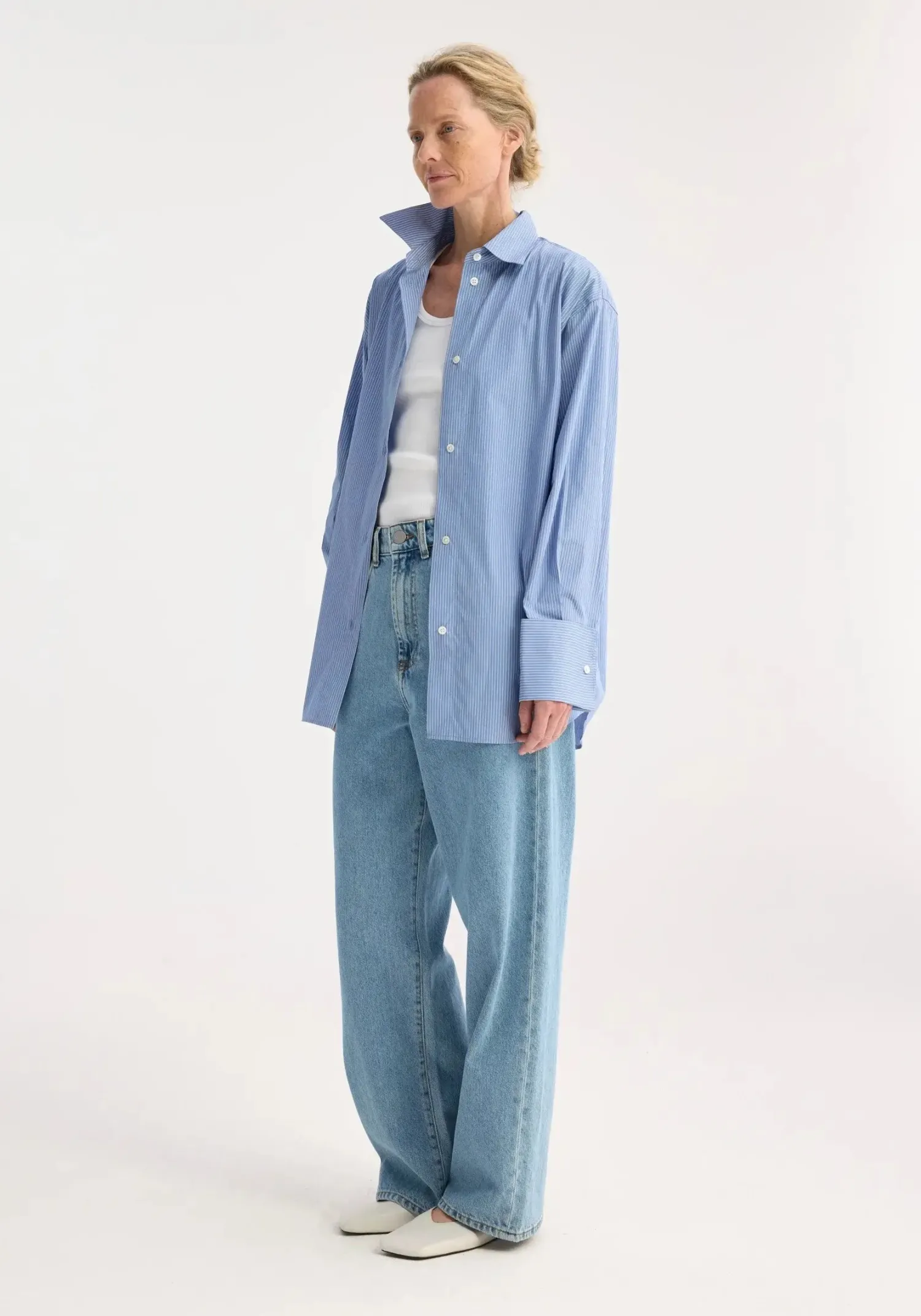 New RÓHE OVERSIZED STRIPED SHIRT WITH FOLDED CUFF
