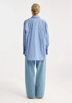New RÓHE OVERSIZED STRIPED SHIRT WITH FOLDED CUFF