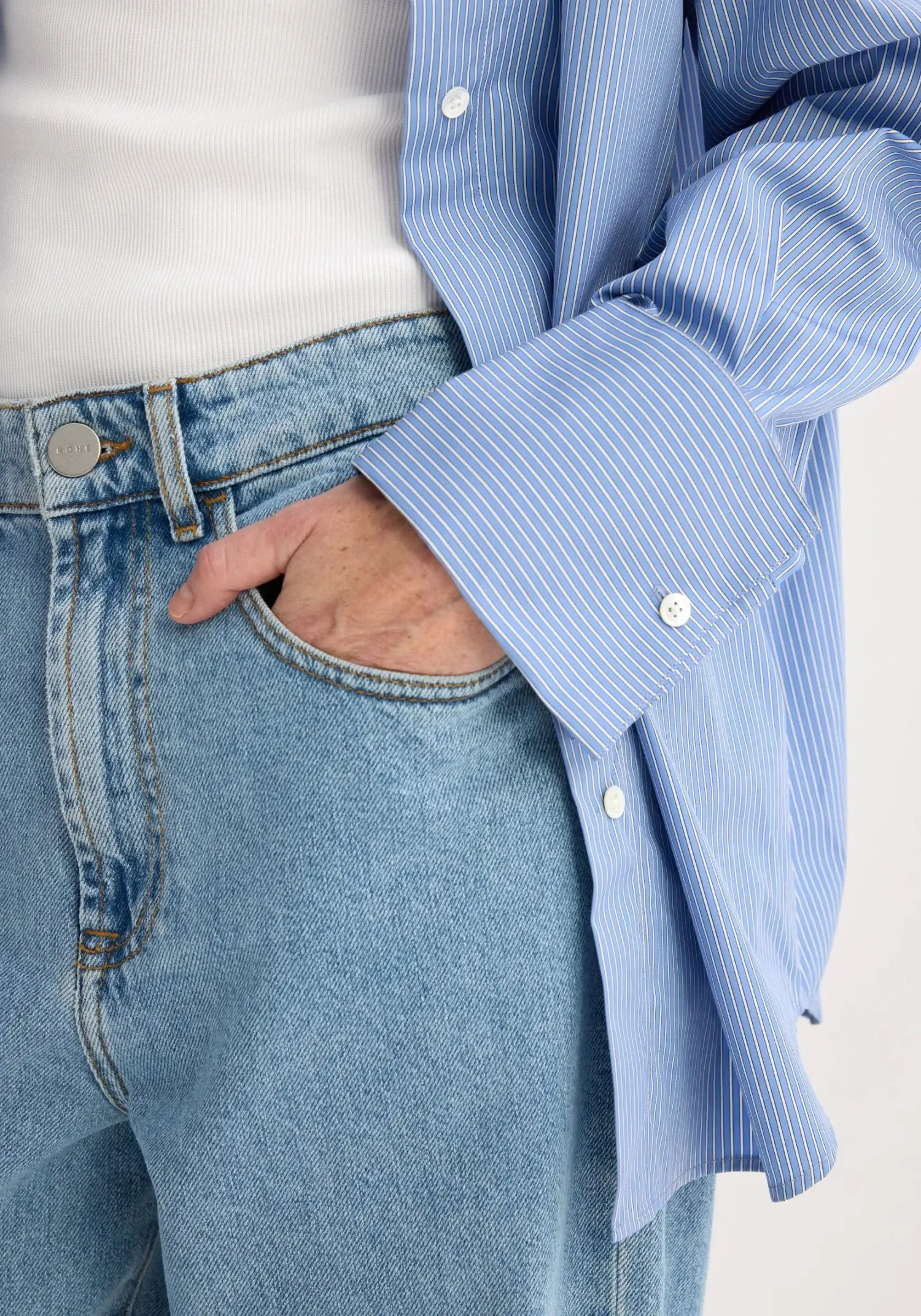 New RÓHE OVERSIZED STRIPED SHIRT WITH FOLDED CUFF