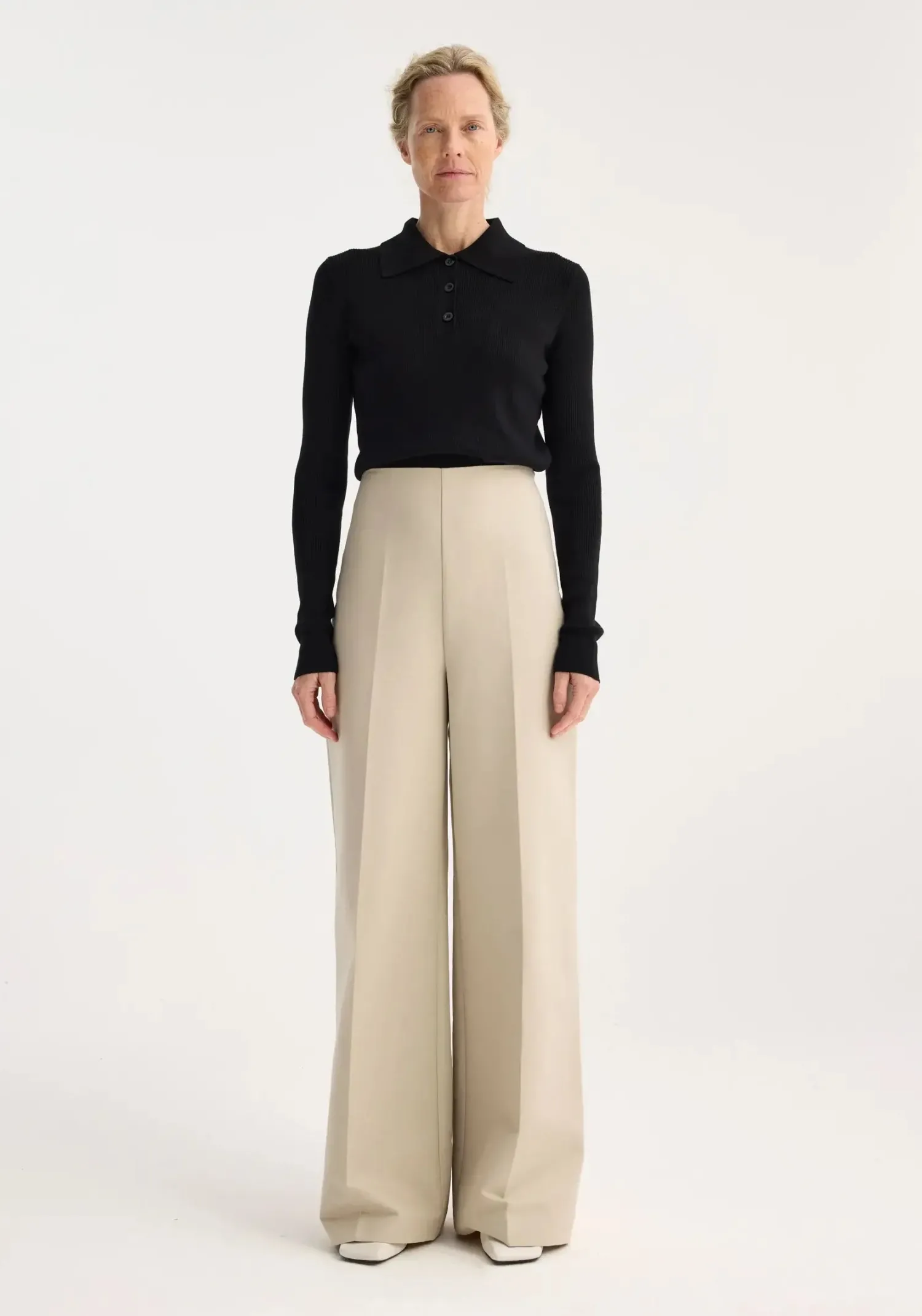 Cheap RÓHE PALAZZO LEG SHAPED TROUSERS Sand