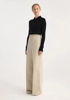 Cheap RÓHE PALAZZO LEG SHAPED TROUSERS Sand