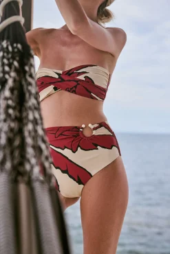 Sale JOHANNA ORTIZ PALMS SEA SPRITE BIKINI TOP Ecru/Red/Black
