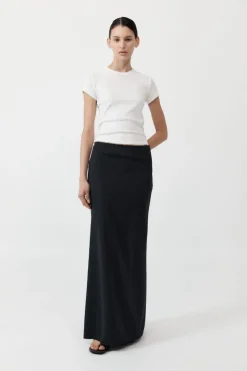 Cheap ST. AGNI PINSTRIPE MAXI SKIRT Black