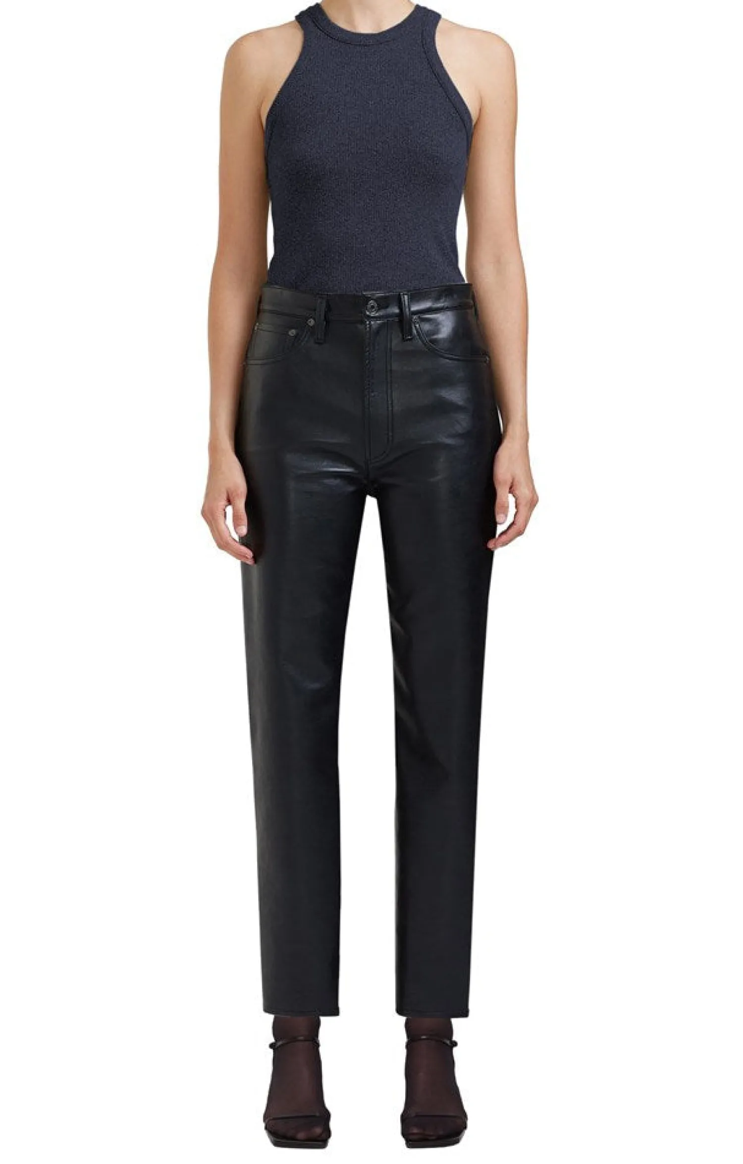 Cheap AGOLDE RECYCLED LEATHER RILEY LONG