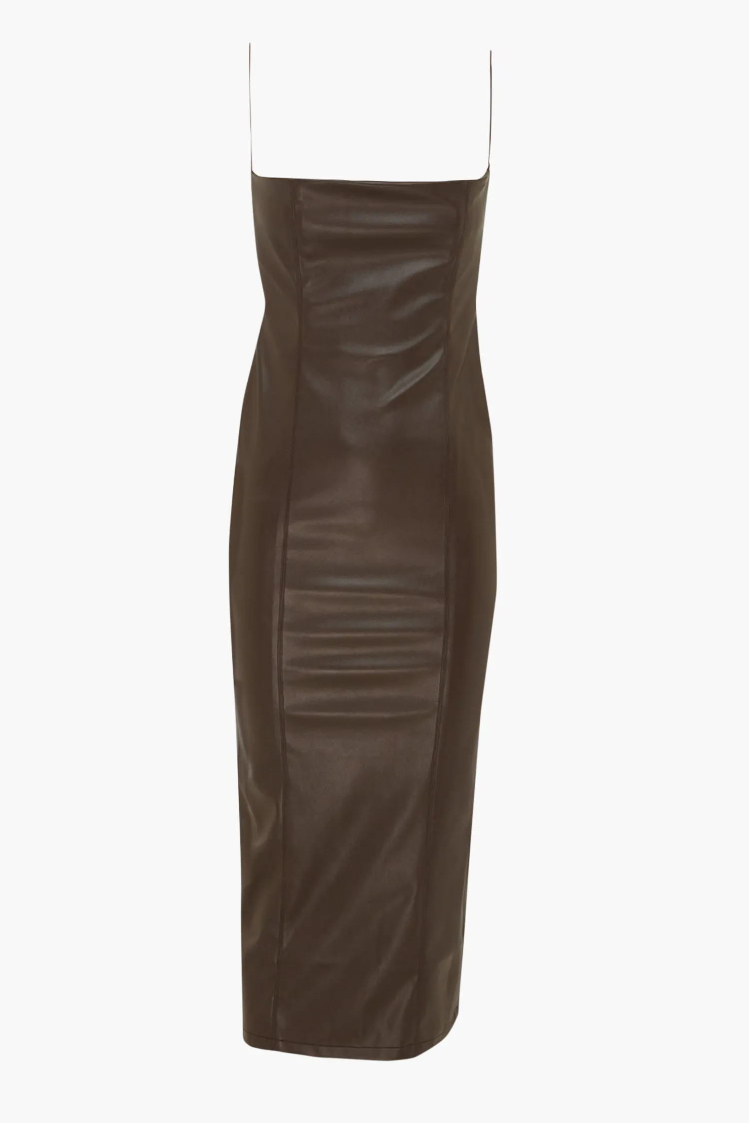 Cheap AAIZÉL RECYCLED VEGAN LEATHER MIDI DRESS WITH OPEN BACK DarkBrown