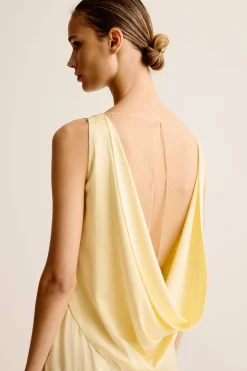 New ESSE RIO COWL BACK DRESS LemonCitrus