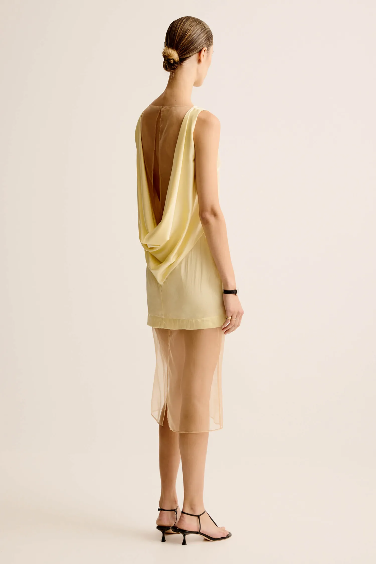 New ESSE RIO COWL BACK DRESS LemonCitrus