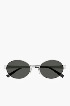 New SAINT LAURENT ROUND METAL FRAME SUNGLASSES Silver
