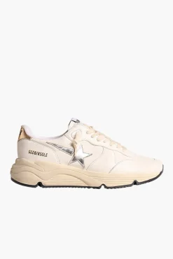 Discount GOLDEN GOOSE RUNNING SOLE SNEAKER WHITE/SILVER/GOLD