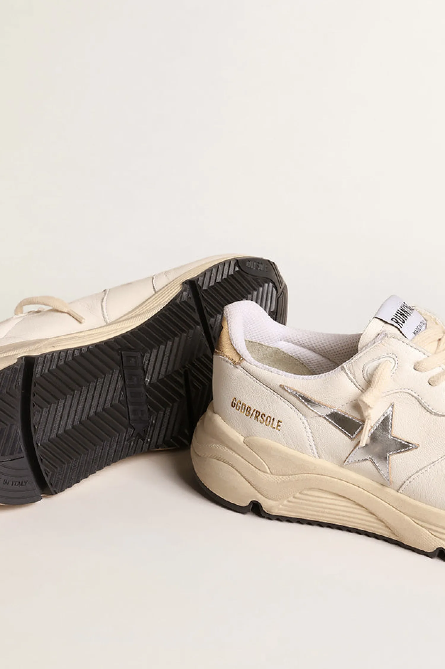 Discount GOLDEN GOOSE RUNNING SOLE SNEAKER WHITE/SILVER/GOLD