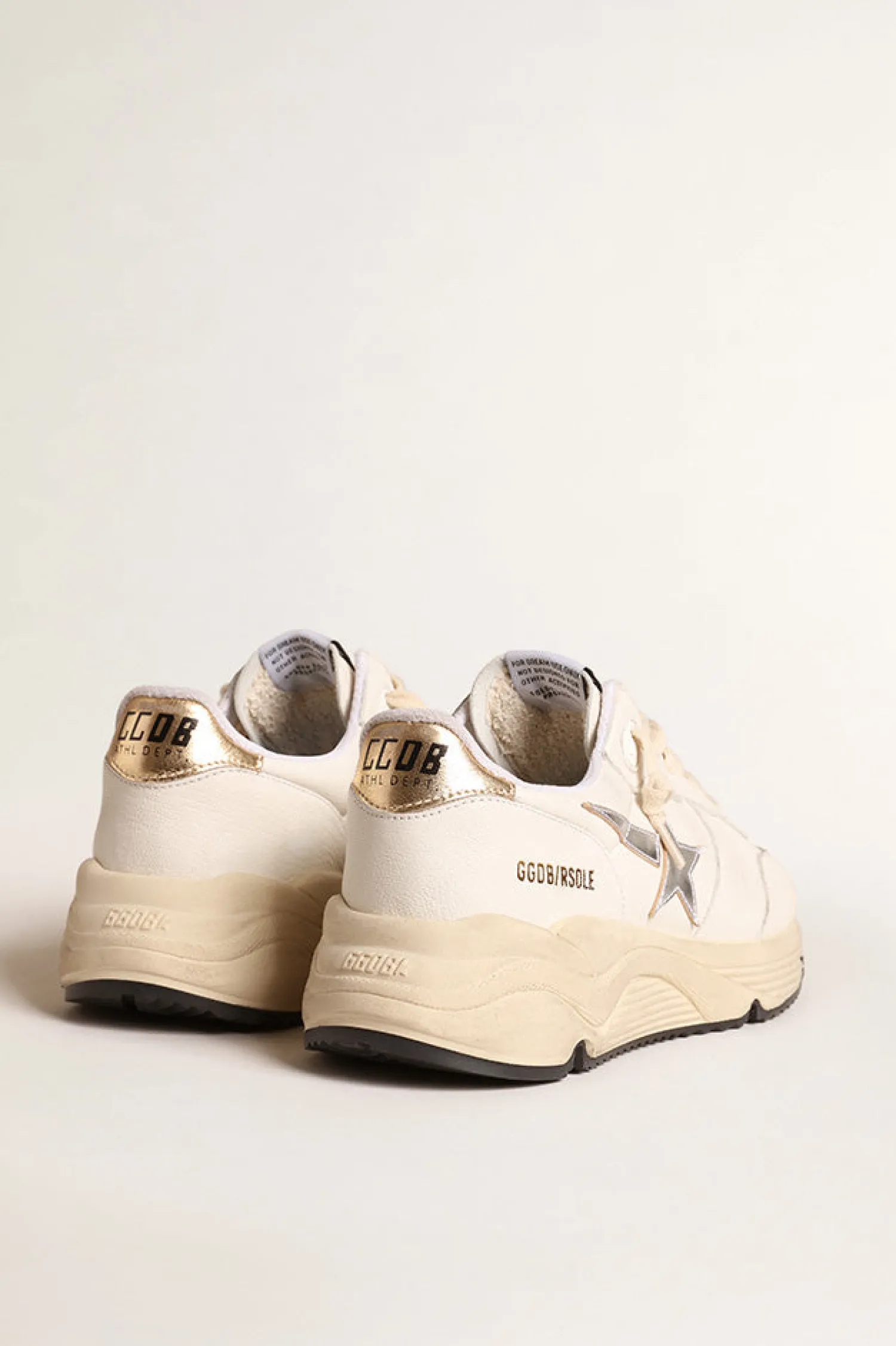Discount GOLDEN GOOSE RUNNING SOLE SNEAKER WHITE/SILVER/GOLD