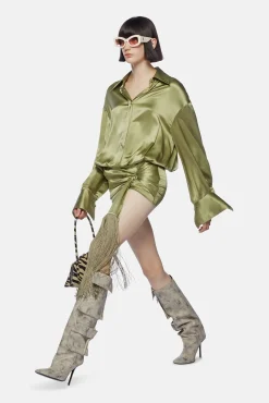 Clearance THE ATTICO SAGE GREEN MINI DRESS Sagegreen