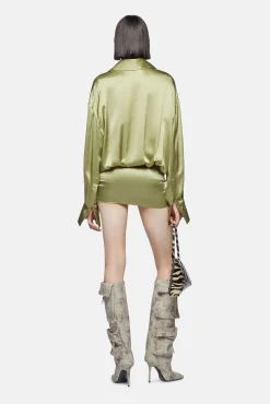 Clearance THE ATTICO SAGE GREEN MINI DRESS Sagegreen