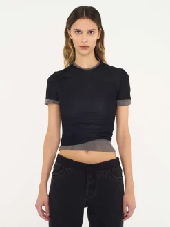 Sale CHRISTOPHER ESBER SHEER OVERLAY LOOPHOLE RIB TEE