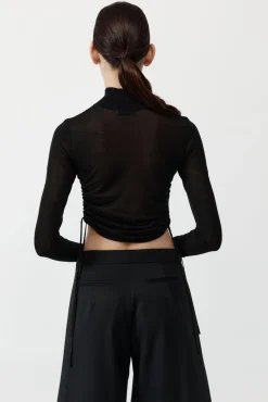 Fashion ST. AGNI SHEER RUCHED TOP Black