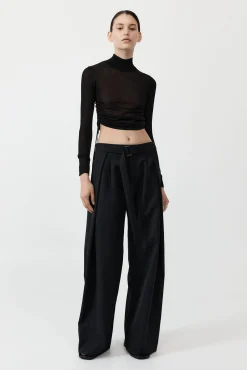 Fashion ST. AGNI SHEER RUCHED TOP Black