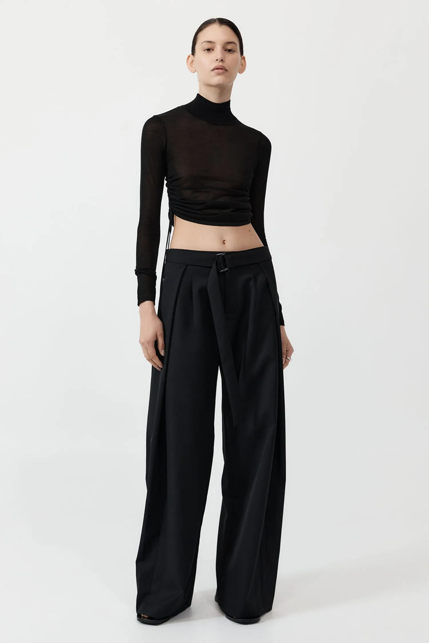 Fashion ST. AGNI SHEER RUCHED TOP Black