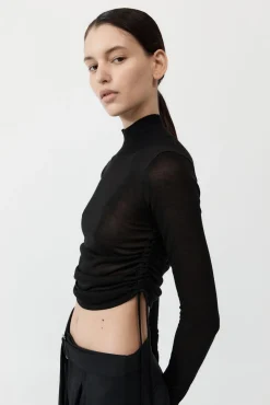 Fashion ST. AGNI SHEER RUCHED TOP Black