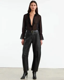 Shop NILI LOTAN SHON LEATHER PANT
