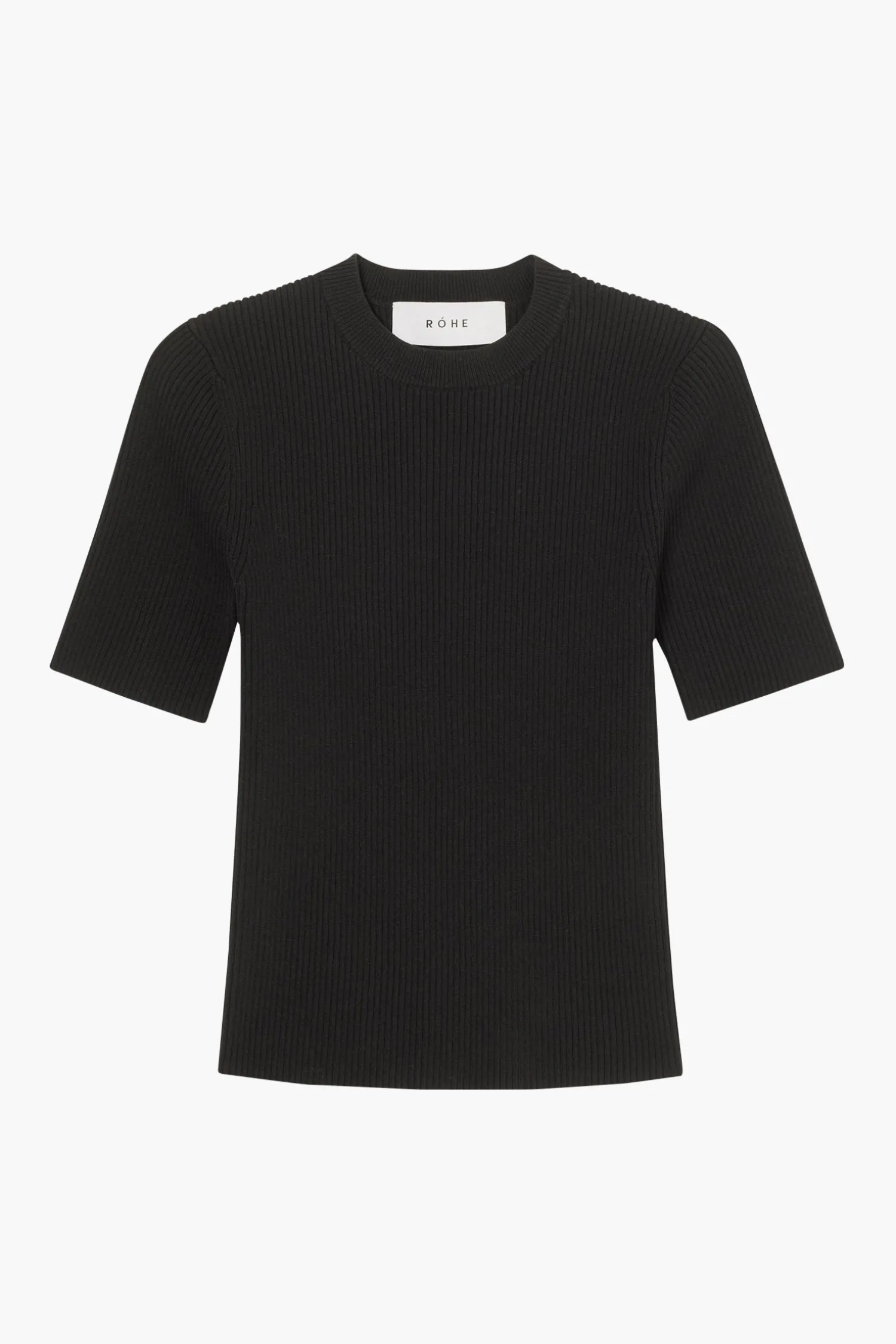 Flash Sale RÓHE SHORT SLEEVE RIB KNITTED TOP Noir