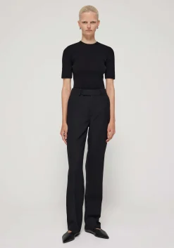 Flash Sale RÓHE SHORT SLEEVE RIB KNITTED TOP Noir