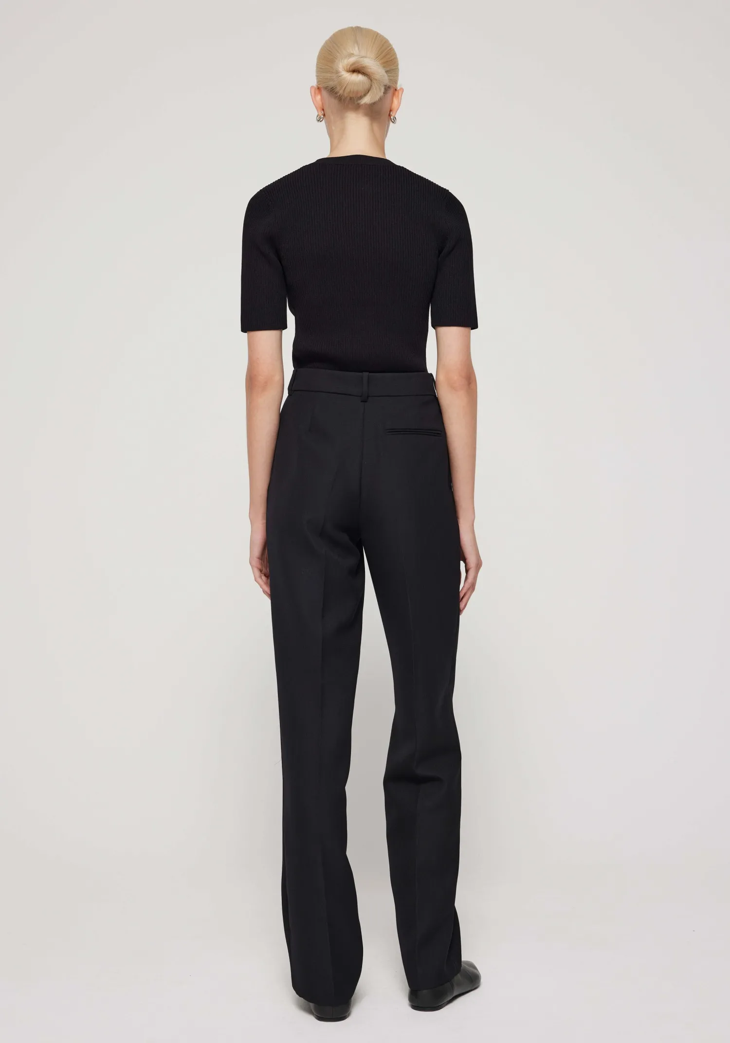Flash Sale RÓHE SHORT SLEEVE RIB KNITTED TOP Noir