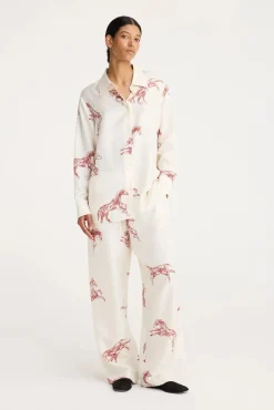 Best RÓHE SILK BALLPOINT HORSE SHIRT HorsePrintBarolo