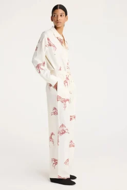 Best RÓHE SILK BALLPOINT HORSE SHIRT HorsePrintBarolo