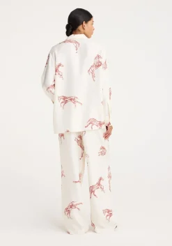 Best RÓHE SILK BALLPOINT HORSE SHIRT HorsePrintBarolo